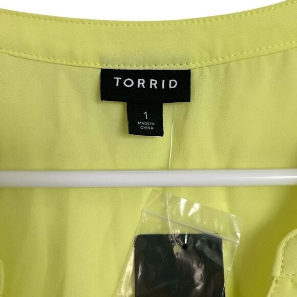 NWT Torris Sheer Neon Lime Sleeveless Georgette PEPLUM Blouse.‎ - Picture 9 of 14